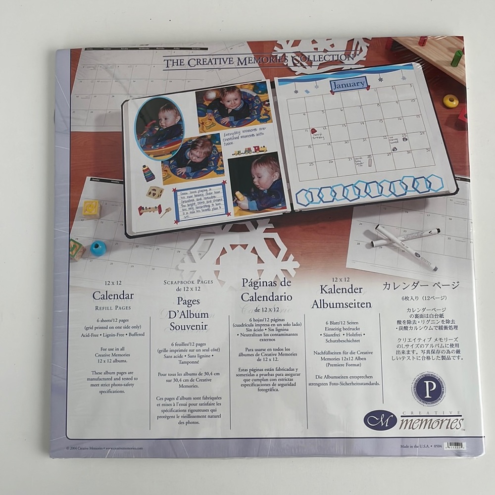 Creative Memories Scrapbook Pages - 12x12 Calendar Refill - 6 sheets / 12 Pages
